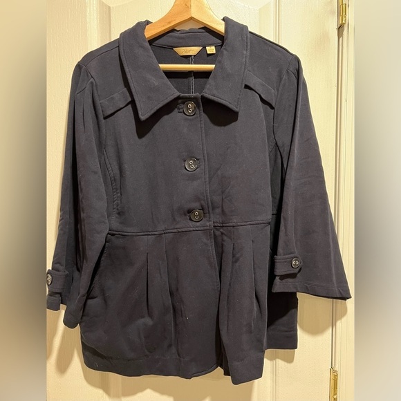 Motto Jersey 3 Button Peplum Jacket  Coat Navy Blue Cotton Blend Plus Size 1X - Picture 1 of 4